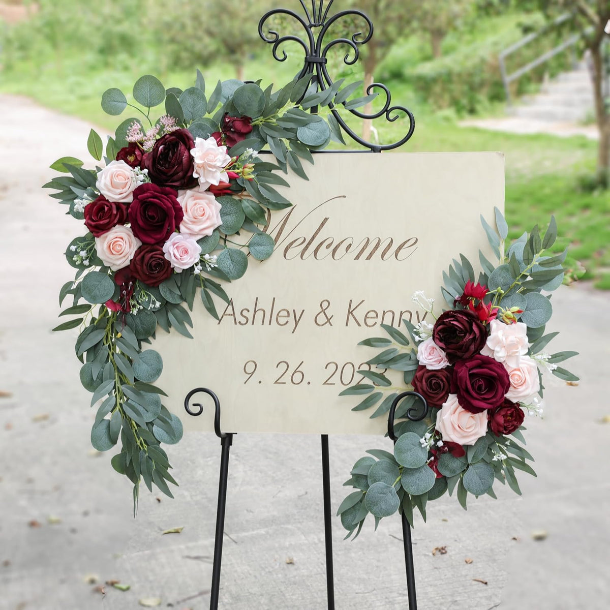 ponatia Wedding Arch Flowers (Pack of 2), Artificial Burgundy Wedding Flowers for Wedding Welcome