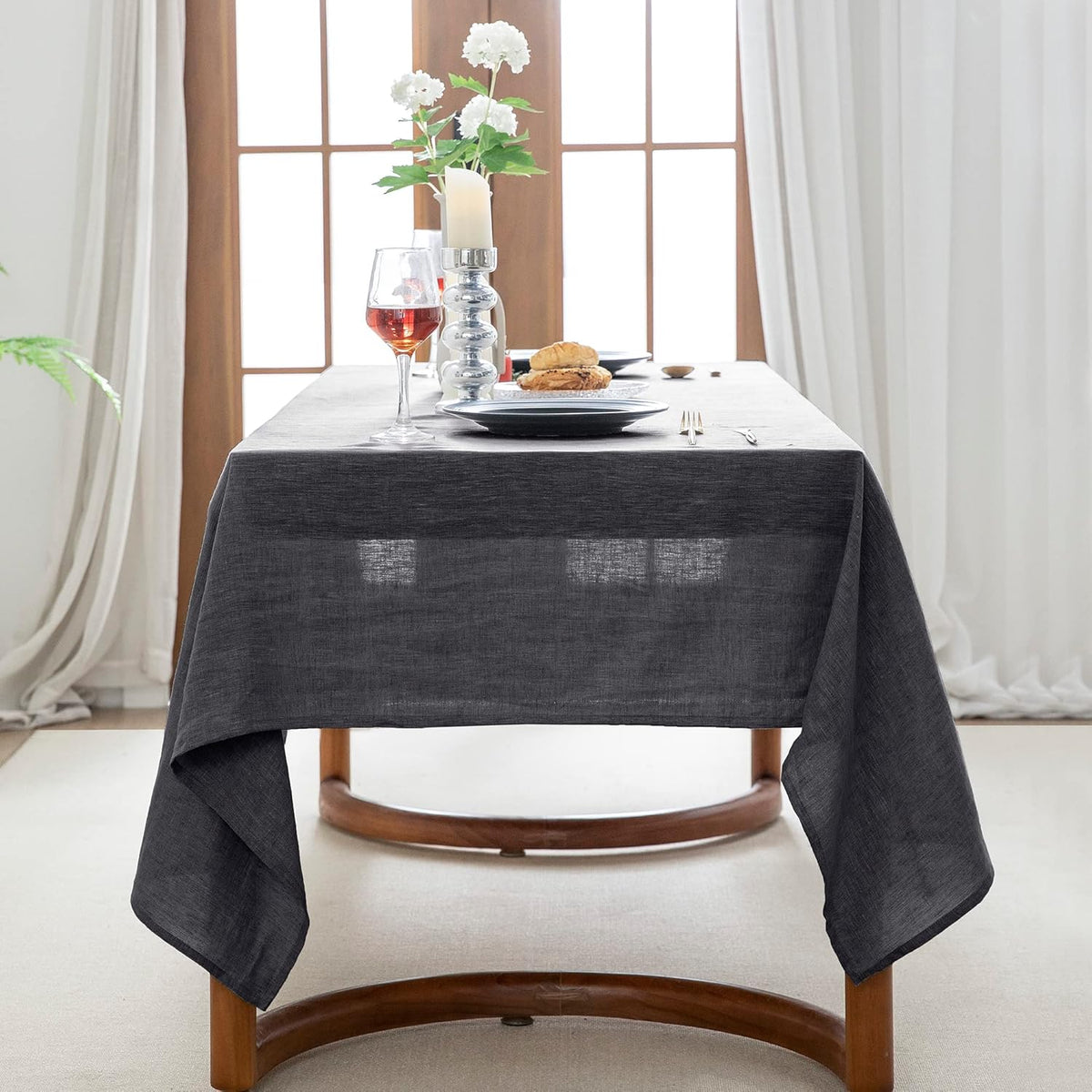 EVERLY 100% Pure Linen Rectangle Tablecloths 60x108Inches for Dining,Buffet