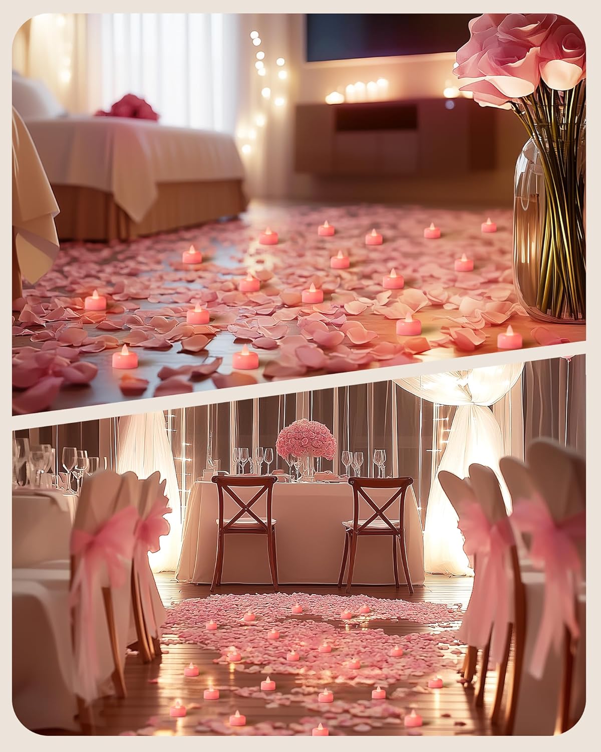 Amagic 12 Pack Pink Flameless LED Tea Lights Candles Battery Operated, Electric Fake Tealight