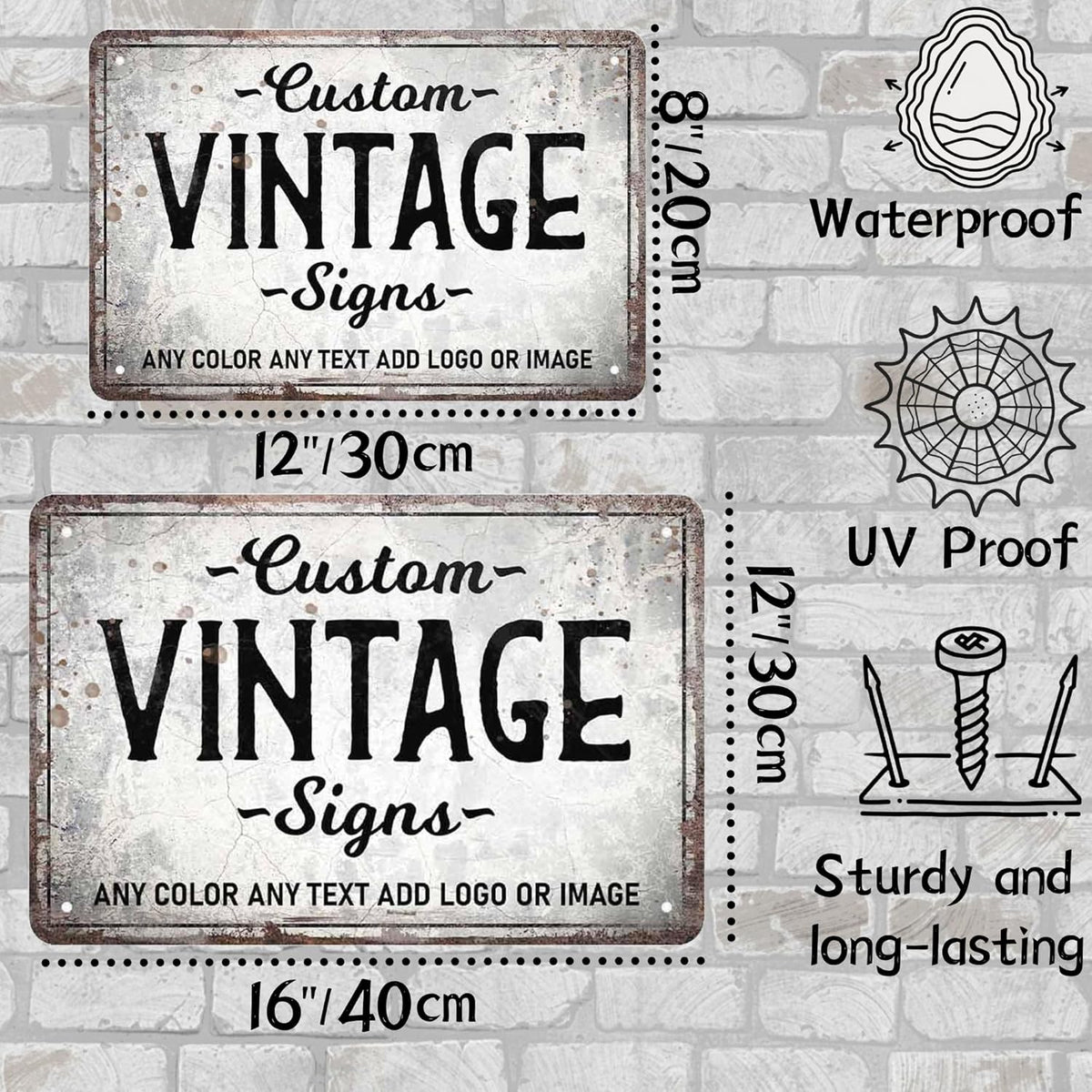 D-Story Personalized Metal Sign, 12.0 inches x 8.0 inches, Modern Decorative Signage, Custom Text