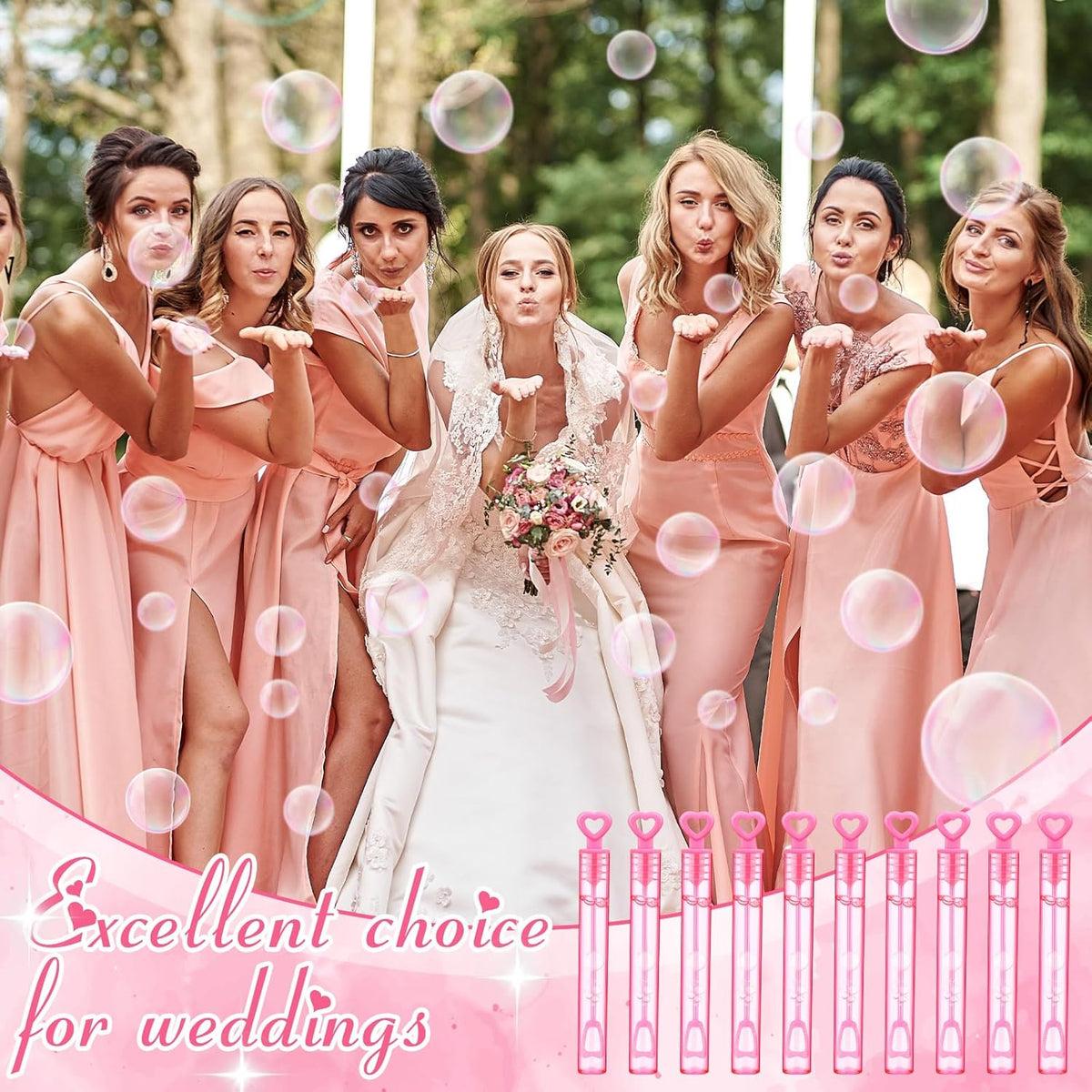 150 Pcs Bubble Wands Bulk for Wedding Party Mini Heart Wand with Bubble Solution for Wedding Bridal