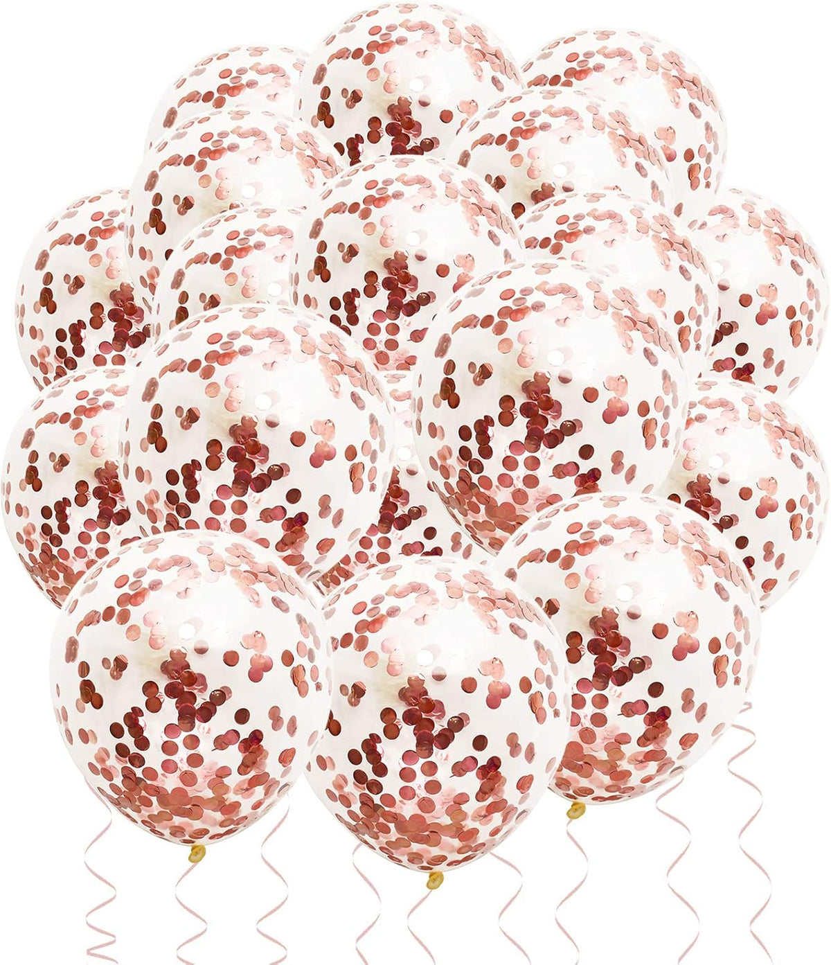 Rose Gold Confetti Balloons, 25 Pcs Thickened 12 Inch Clear Latex Balloon with Confetti Inside for