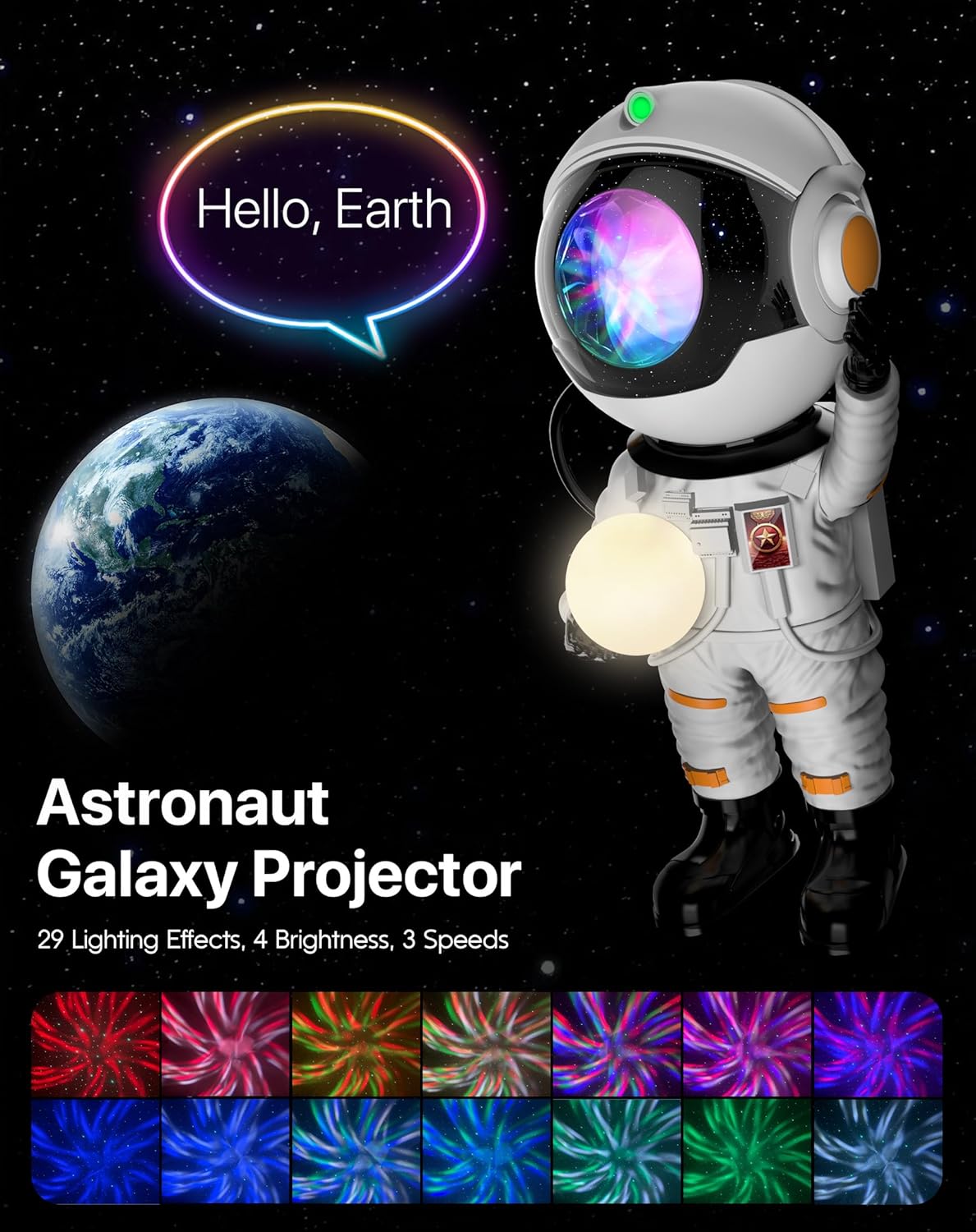 Rossetta Astronaut Galaxy Projector, Star Projector for Bedroom, LED Night Light for Kids Room with