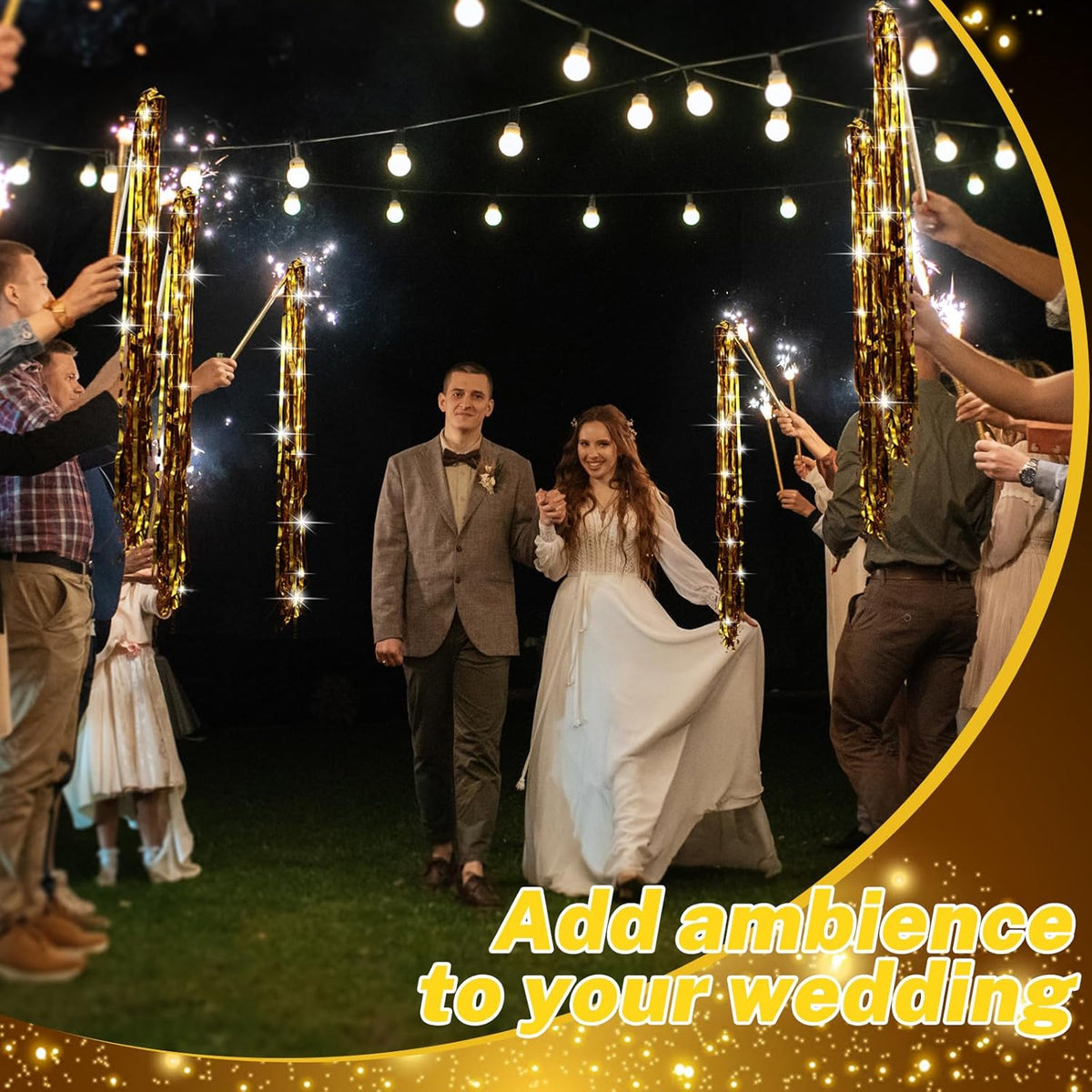 100 Pcs Wedding Fairy Wands with Bells Foil Tinsel Ribbon Stick Wands Tinsel Party Streamers with