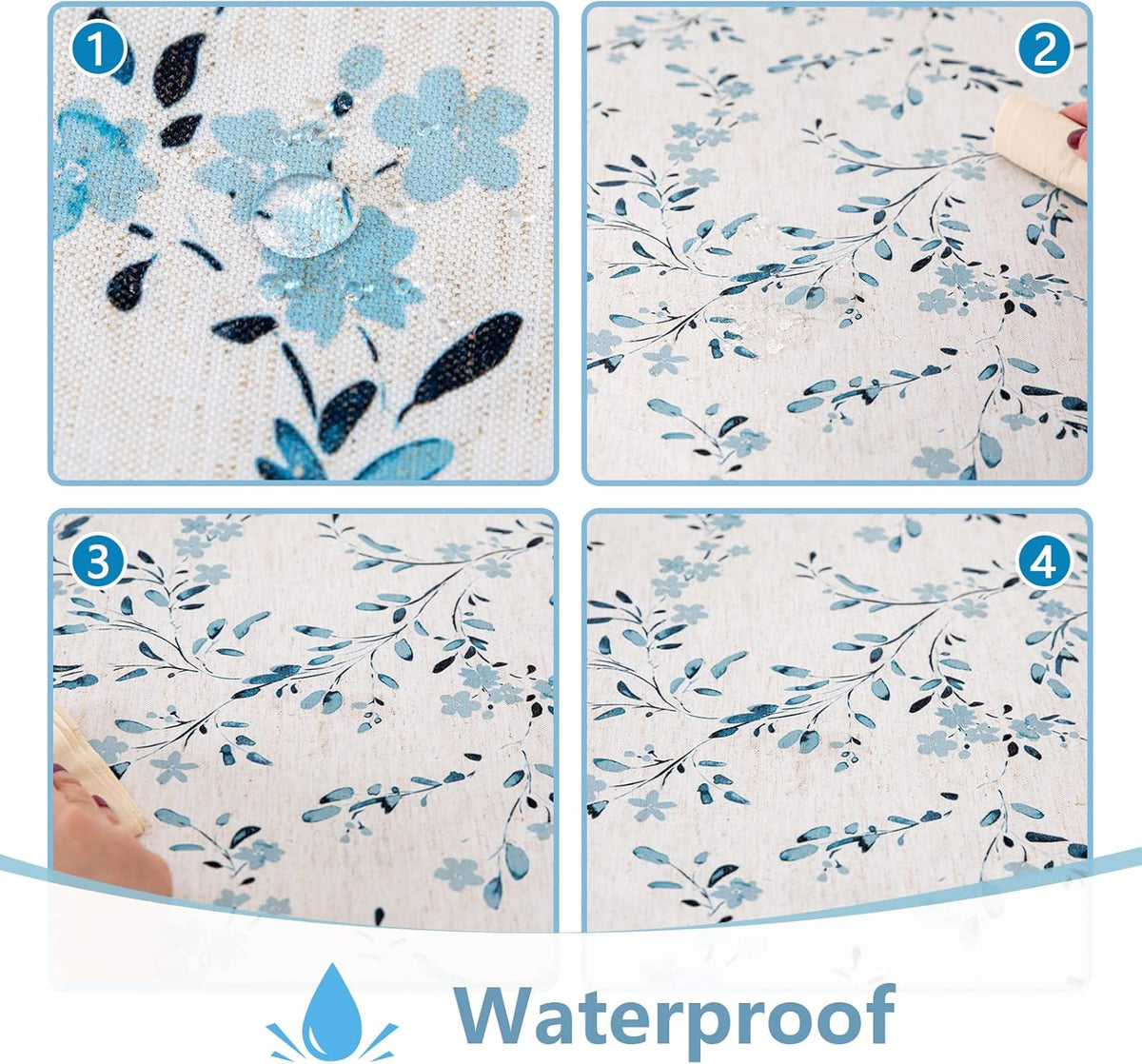 Mysky Home Rectangle Table Cloth 60x120 Inch - Spring Summer Floral Tablecloth, Waterproof Linen