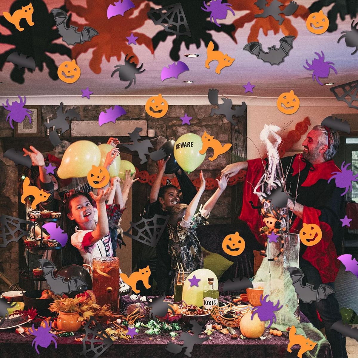 MARFOREVER Halloween Confetti Glitter Table Decorations Party Scatter Table Sprinkles Bats Spider