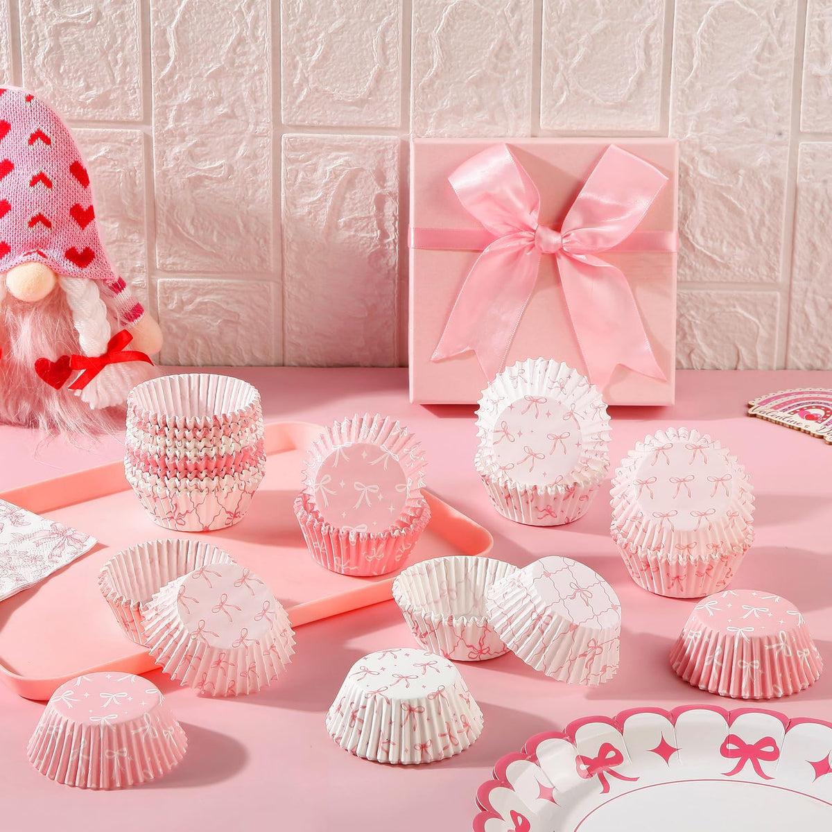 400 Pcs Pink Bow Cupcake Liners Coquette Bow Cupcake Wrappers Baking Cups Baking Standard Liners