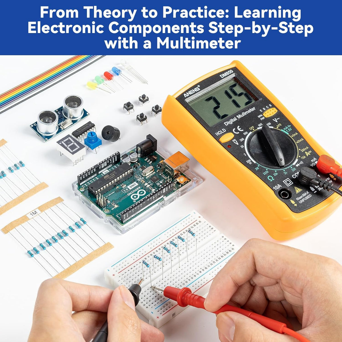 SunFounder Beginner's Lab Starter Kit with Original Arduino Uno R3 REV3 Board Multimeter Basic to