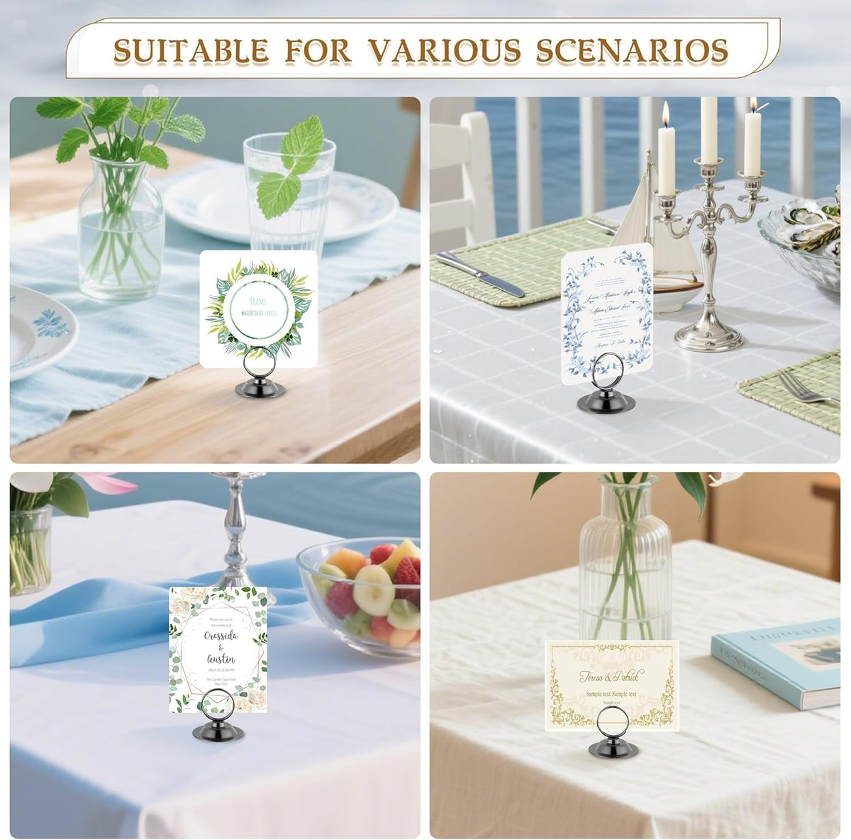 Urban Deco 16 PK Table Card Holder Place Card Holders Steel Card Holders for Photos, Food Signs