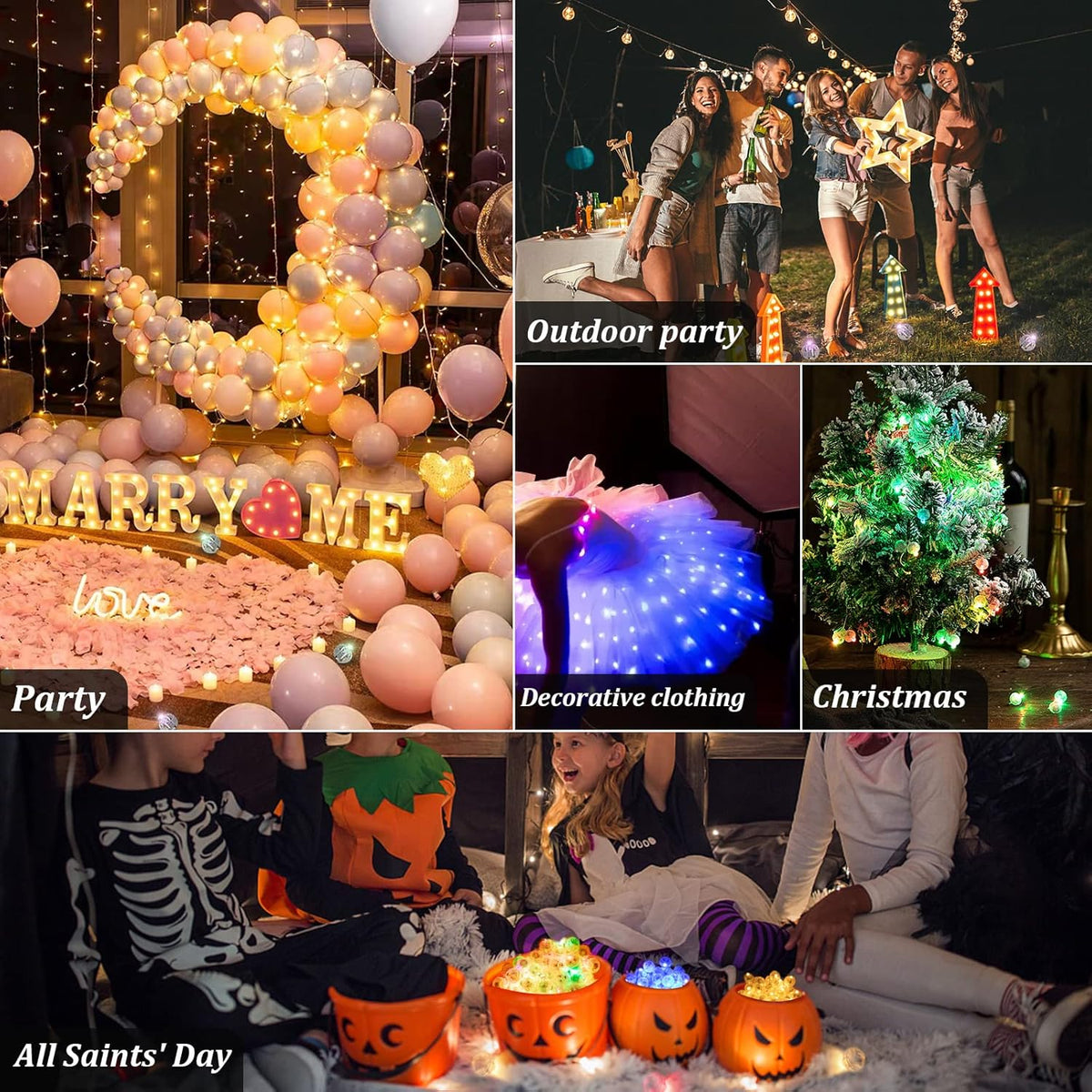 50pcs 5 Mixed Colors Balloon Lights, LED Assorted Colors Ball Lights, Mini Round LED Ball Lamp for