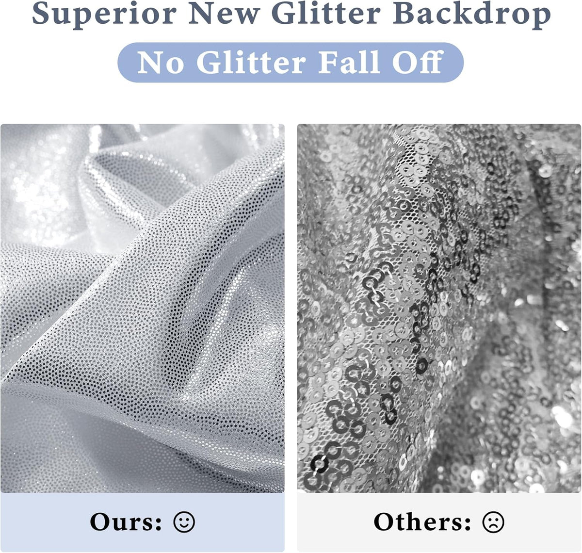 Outpain Thick 20 ft x 10 ft Silver Sequin Backdrop Curtain for Parties, Wrinkle Free Glitter Photo