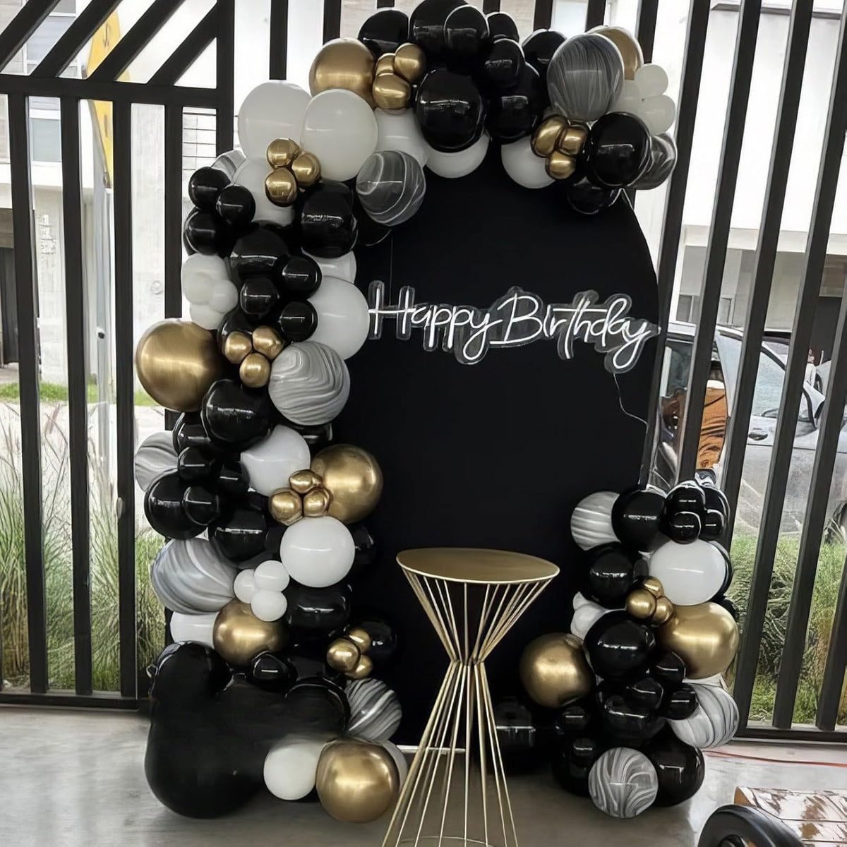 Black and Gold Balloons, Black White and Gold Balloon, Pearl White Black Gold Balloons, Black Gold