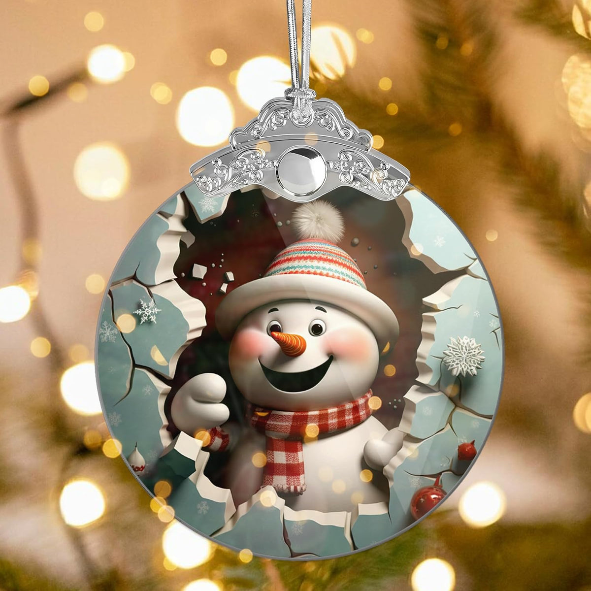 Christmas Ornaments 2025, Cute Snowman, Unique Christmas Ornaments Snowman 4 Inch Acrylic Ornament