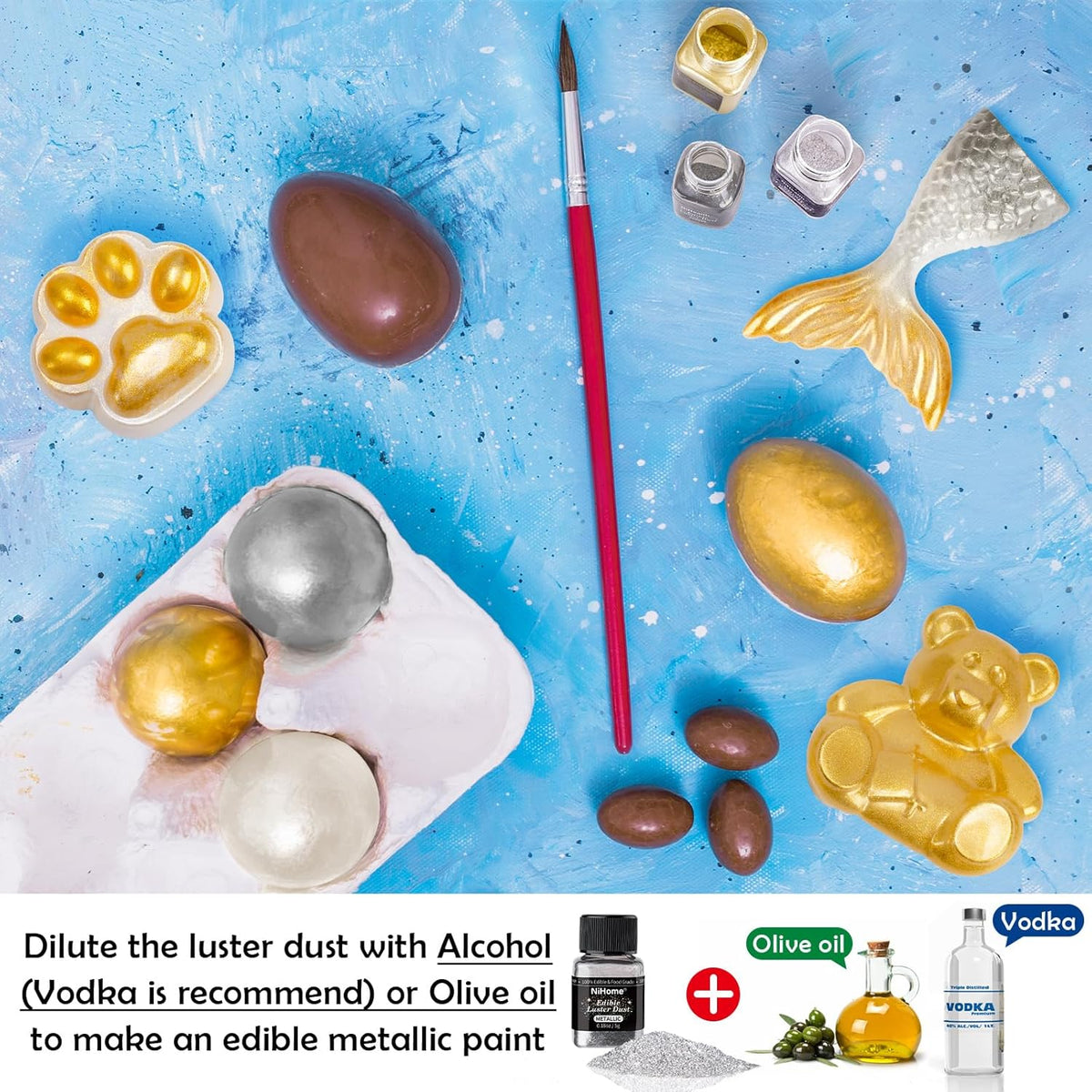 NiHome Edible Food-Grade Glimmer Powder Glitter Luster Dust Food Decorating Sprinkle Dust for Drink