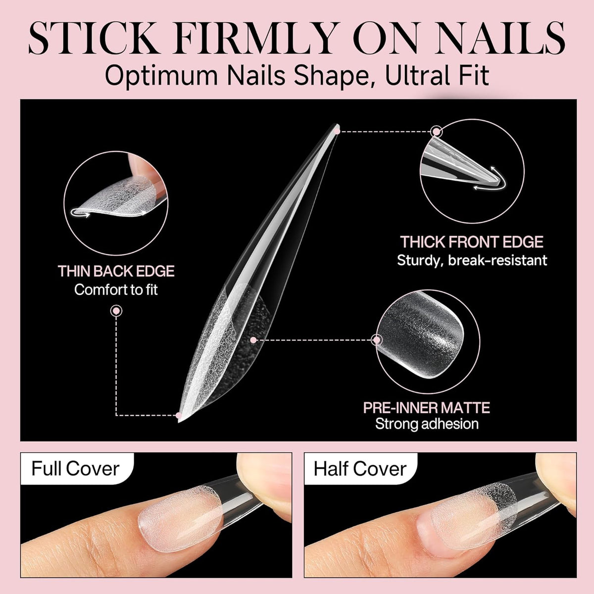 Long Stiletto Nail Tips: 240pcs Long Almond Matted Stiletto Gel Nail Tips No C Curve False Acrylic
