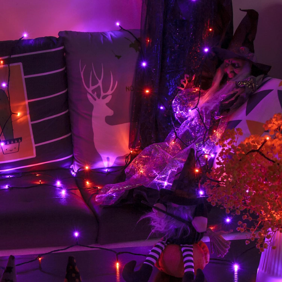 300 LED Halloween String Lights, 98.5FT with 8 Modes, Waterproof, Plug in for Indoor/Outdoor Party