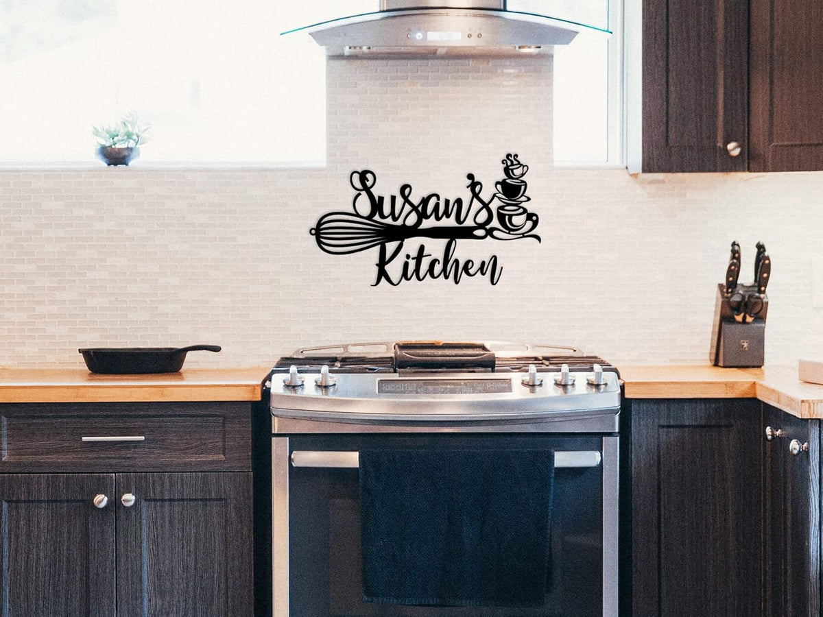 Custom Kitchen Name Sign, Personalized Kitchen Metal Sign, Kitchen Art Wall Decor, Kitchen Signs