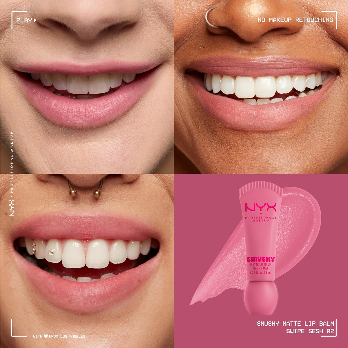 NYX PROFESSIONAL MAKEUP Smushy Matte Lip Balm, Tinted Lip Moisturizer with Soft, Matte Finish