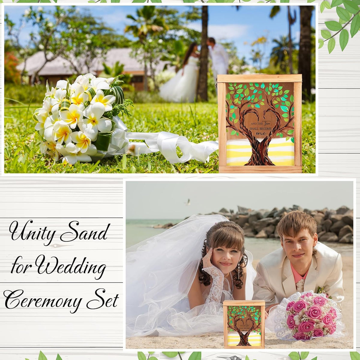 Blosssound Unity Sand for Wedding Ceremony Set and The Two Shall Become One Unity Sand Ceremony
