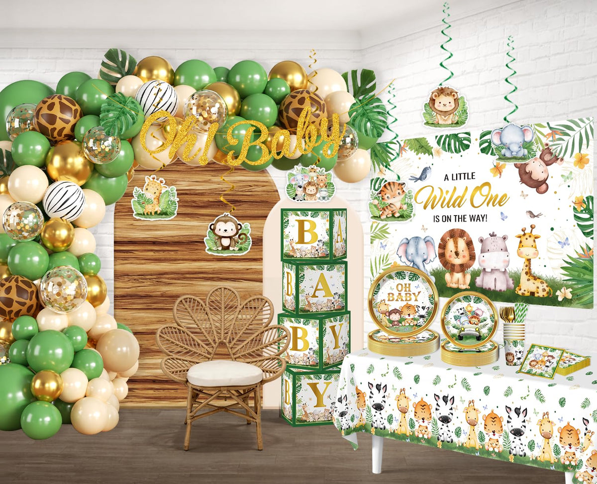 Safari Baby Shower Decorations Decorations, All-in-One Set for 30 Guests