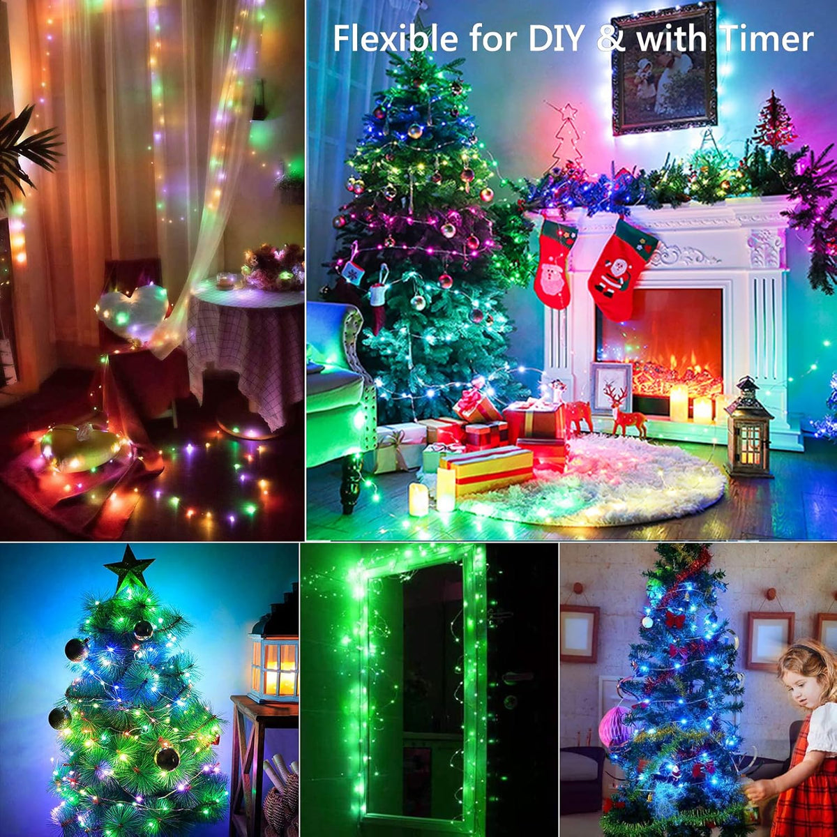 BrizLabs Color Changing Fairy Lights, 66ft 200 LED Rainbow Christmas Fairy Lights with Remote, RGB