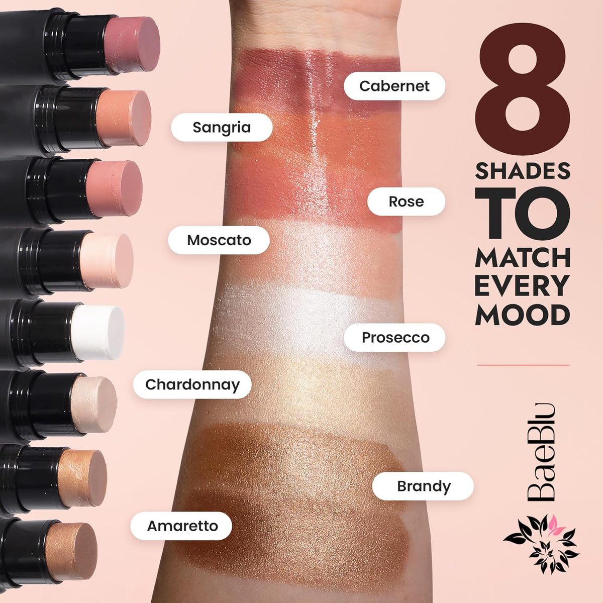 Organic Blush Tube, Cabernet - 100% Natural Vegan Cream Blush Sticks, Multi-Use Bronzer, &