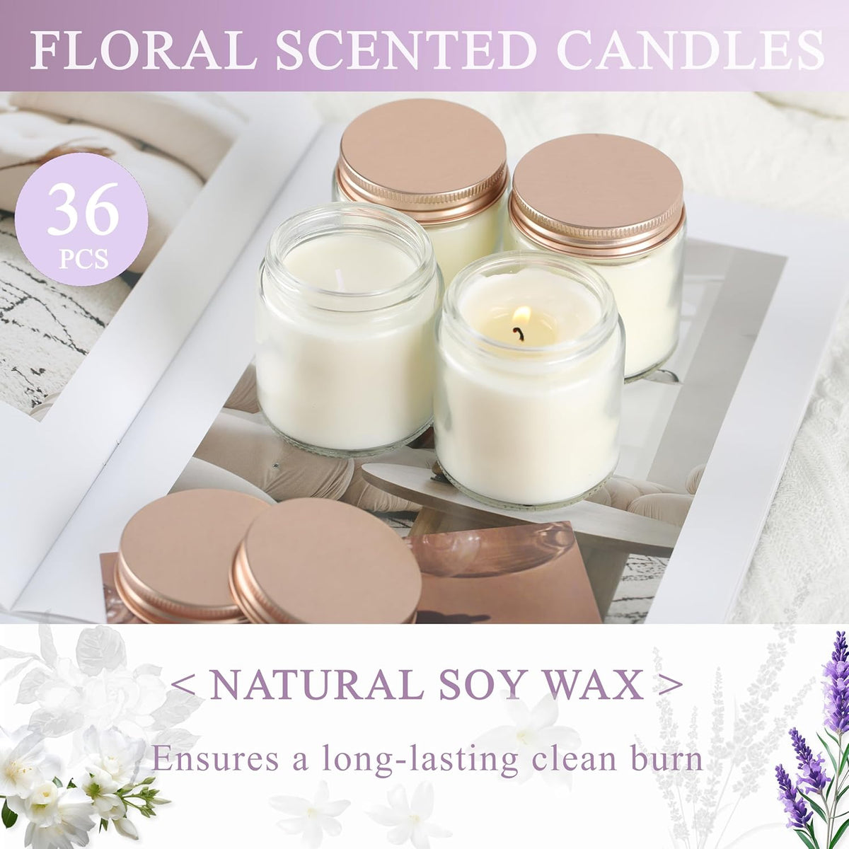 ACITHGL 36 Pcs 4oz Mini Mason Jar Candles Small Scented Candles Bulk Aromatherapy Ideal Souvenir