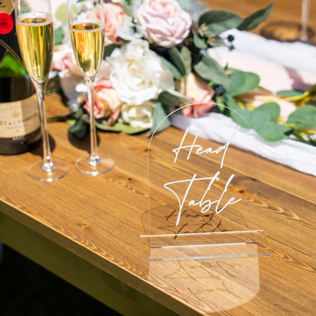 Clear Arch Acrylic Table Numbers for Wedding Reception - 5" x 7" White Font Centerpiece Set with