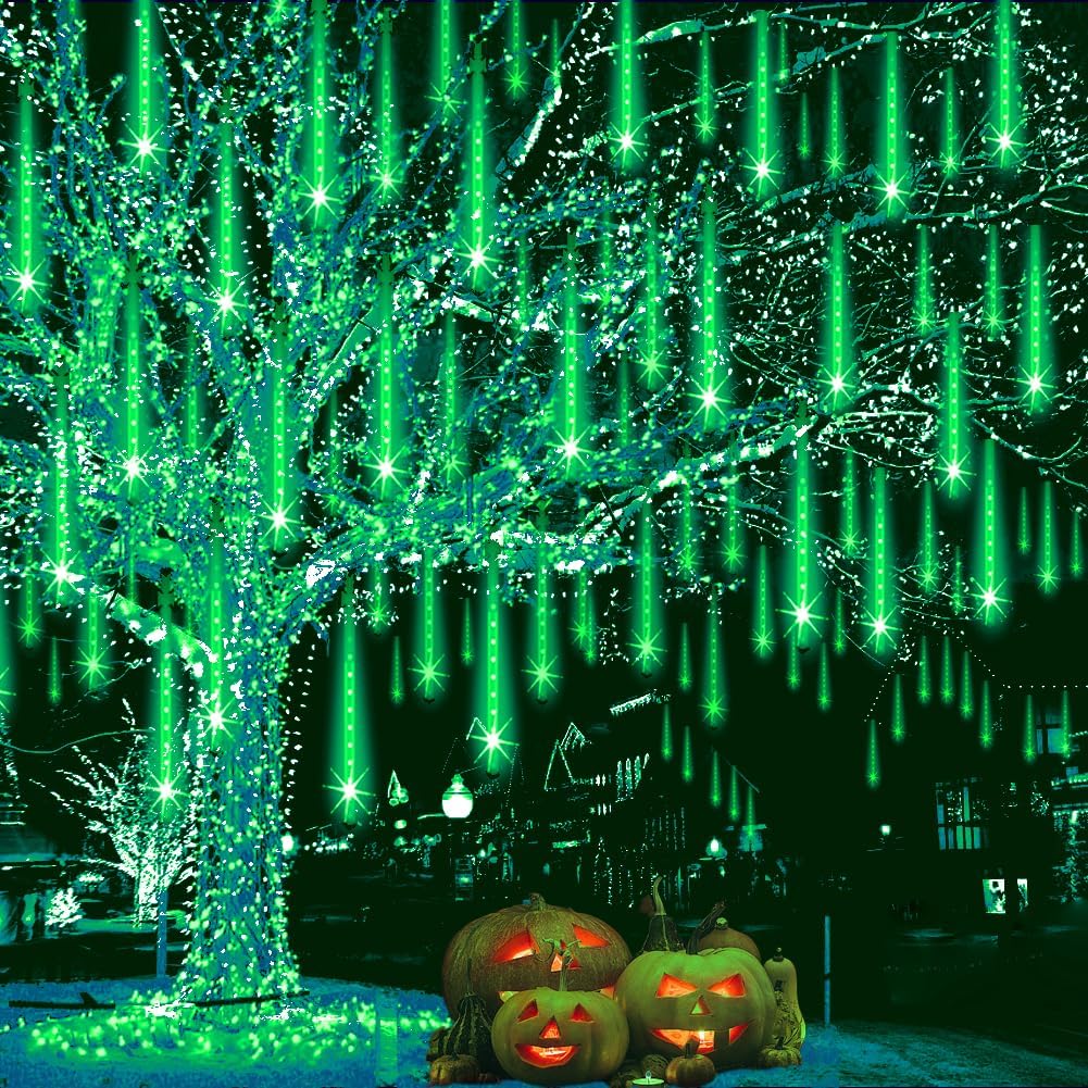 Halloween Lights Outdoor, Meteor Shower Christmas Lights for Halloween Decorations, 8 Tube 192 LED