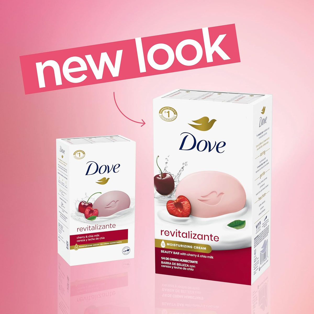 Dove Beauty Bar Soap Revitalizante Cherry & Chia Milk, for Revitalized Skin, 6 Bars A Skin Energy