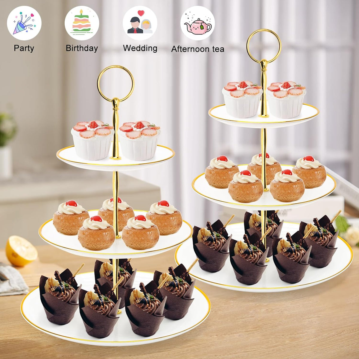 Coitak 3 Tier Cupcake Stand, Plastic Tiered Serving Stand, Dessert Tower Tray for Tea Party, Baby