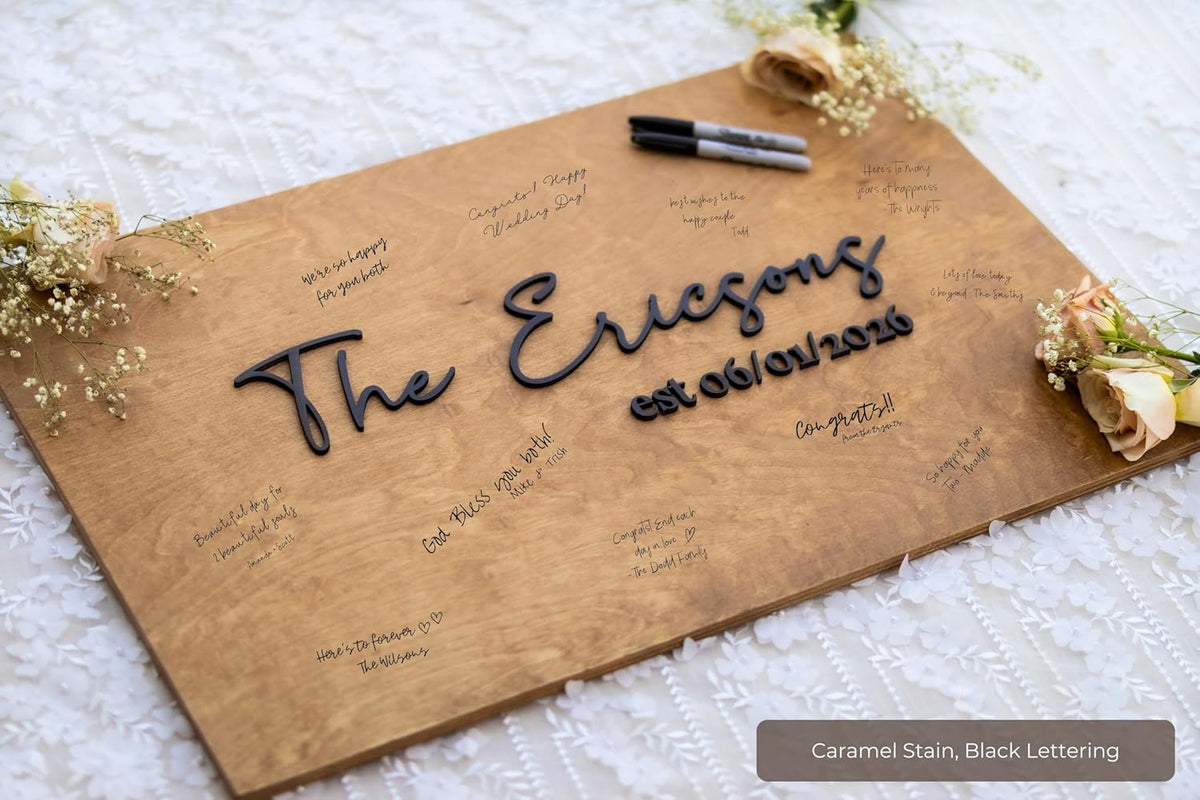 Personalized Last Name Guest Book, Unique Guest Book Sign, Custom Alternative Guest Book, Wooden