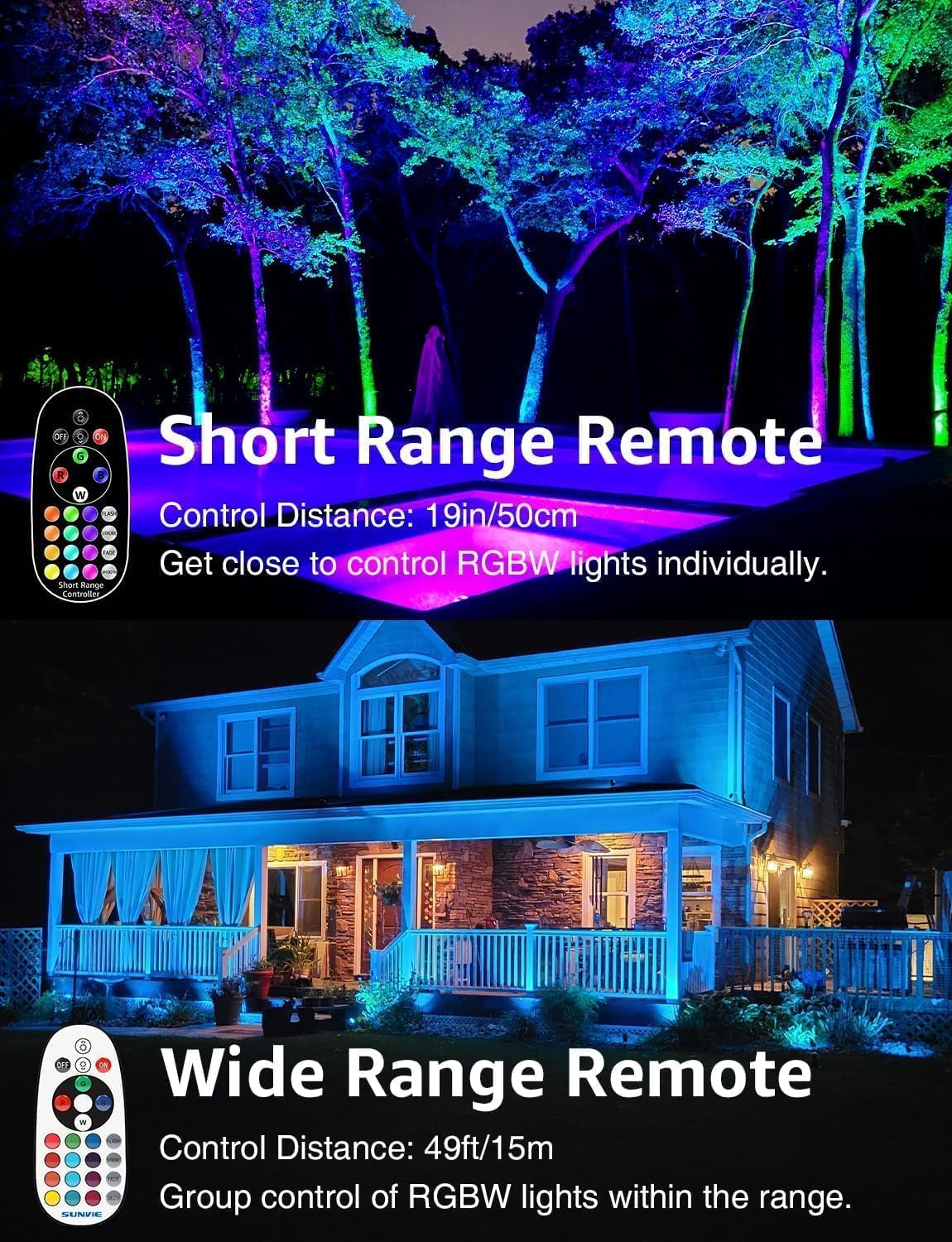 SUNVIE 24 Pack Halloween RGBW Low Voltage Landscape Lights 12W LED Color Changing Landscape
