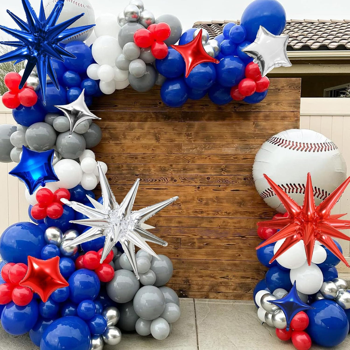 Star Balloons, 22in Red White and Blue Star Balloons Foil 10in 4-Pointed & Pentagram Balloon for