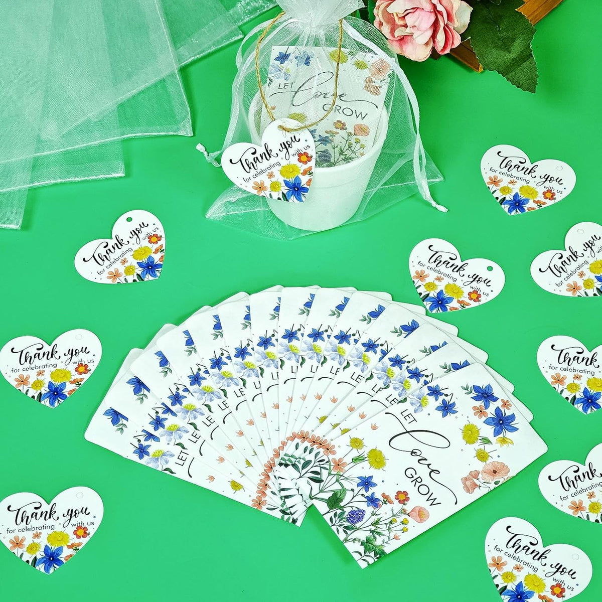 Cinrobiye 50 Sets Let Love Grow Wedding Favors for Guests Seed Packet Bags (Seed Not Include) with