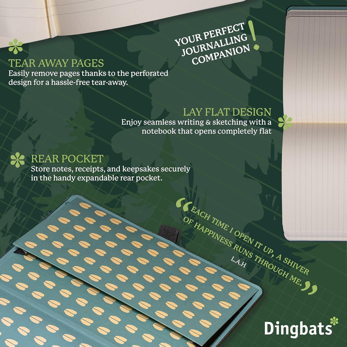 Dingbats* Wildlife Plain Writing Journal Notebook A5 - Vegan Leather Hardcover - Ideal for Work