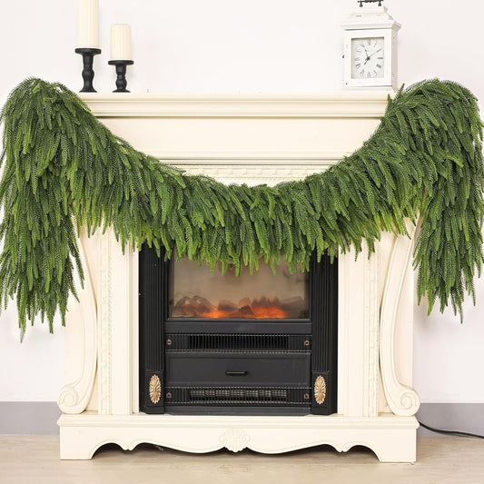 5FT Christmas Norfolk Pine Garland -1PCS, Artificial Pine Needles Garlands Faux Greenery Fake