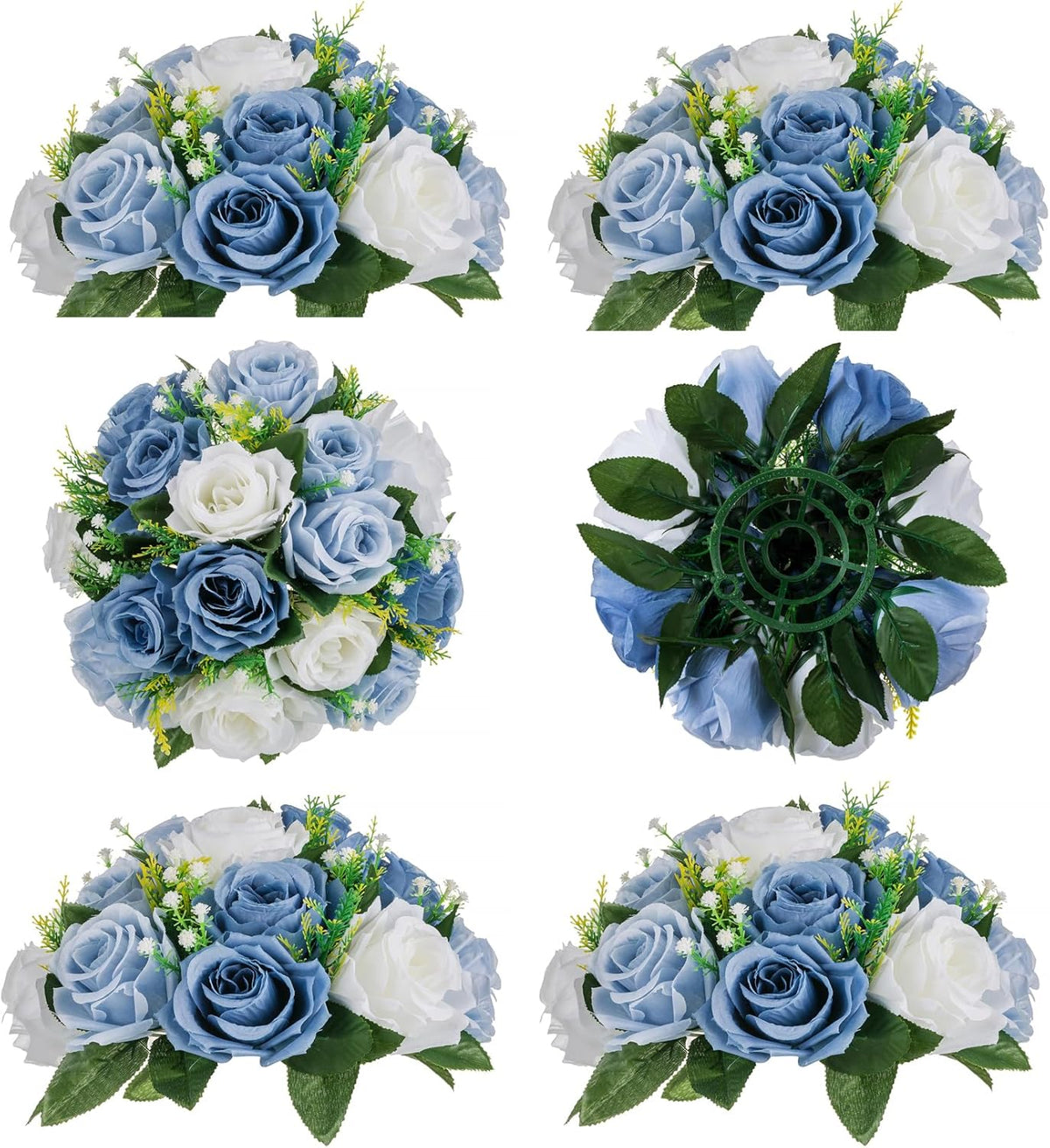 BLOSMON Flower Ball Centerpieces for Table 6 Pcs Fake Rose Centerpiece Flowers Dusty Blue