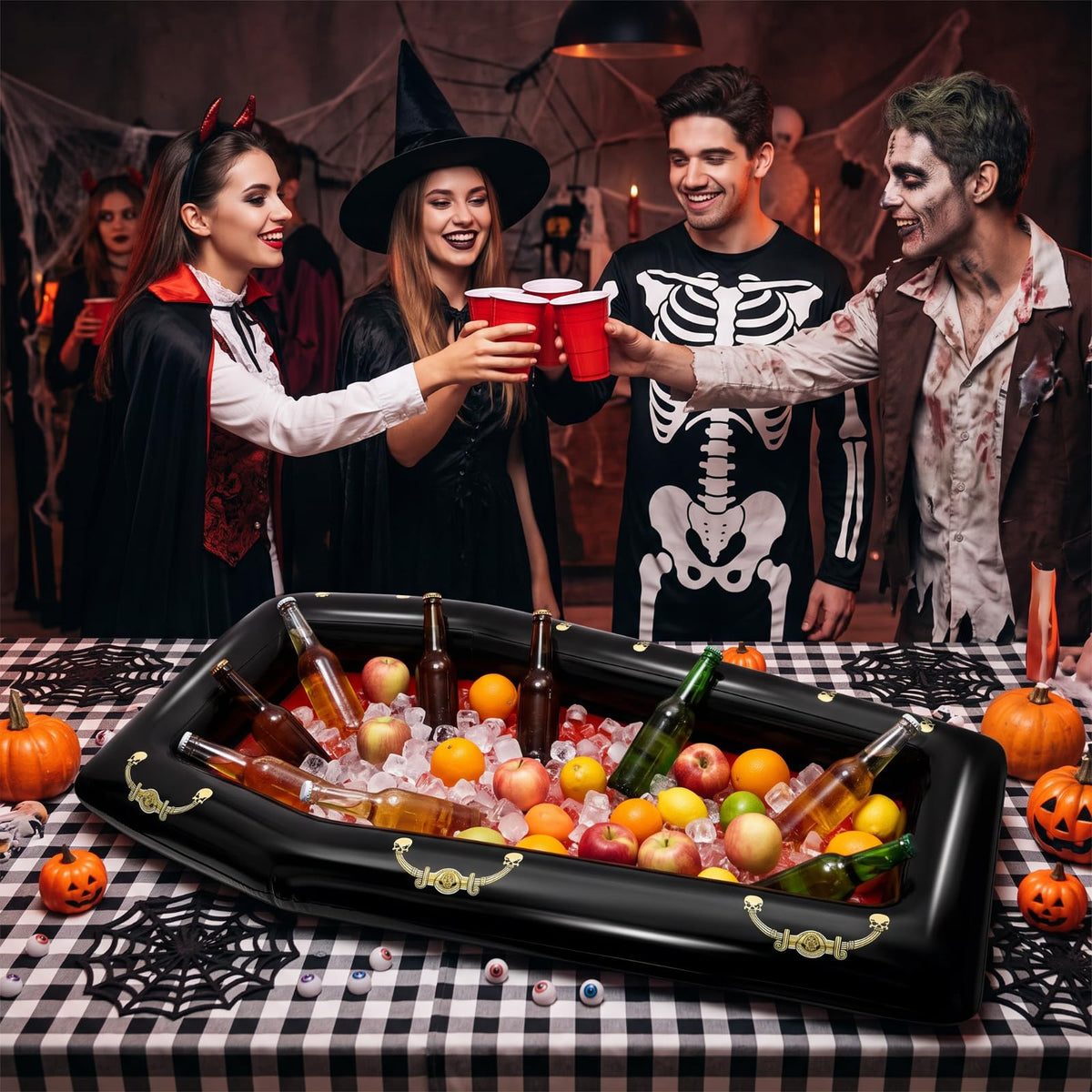 Aoriher 52 Inch Inflatable Coffin Cooler Fake Coffin Floatie Drink Ice Chest Buffet Bucket Beverage