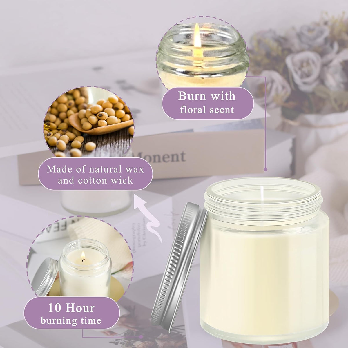 ACITHGL 36 Pcs 4oz Mini Mason Jar Candles Small Scented Candles Bulk Aromatherapy Ideal Souvenir