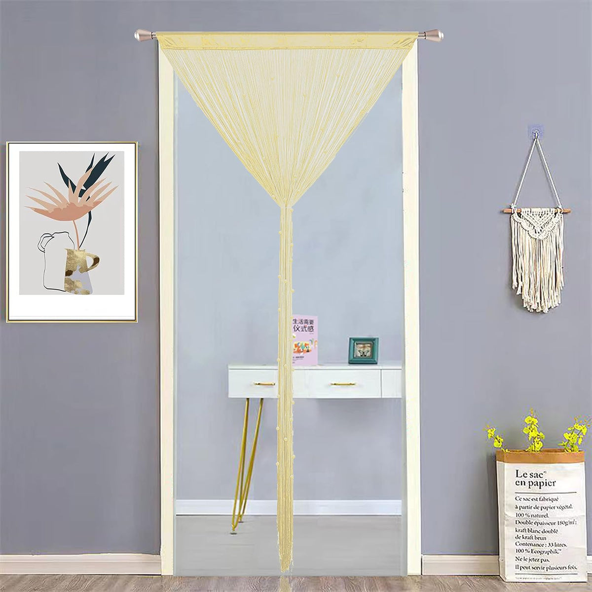Beaded Curtain Beads Door String Curtains Ideal for Living Room Decor Wall Hanging Fringe Doorway