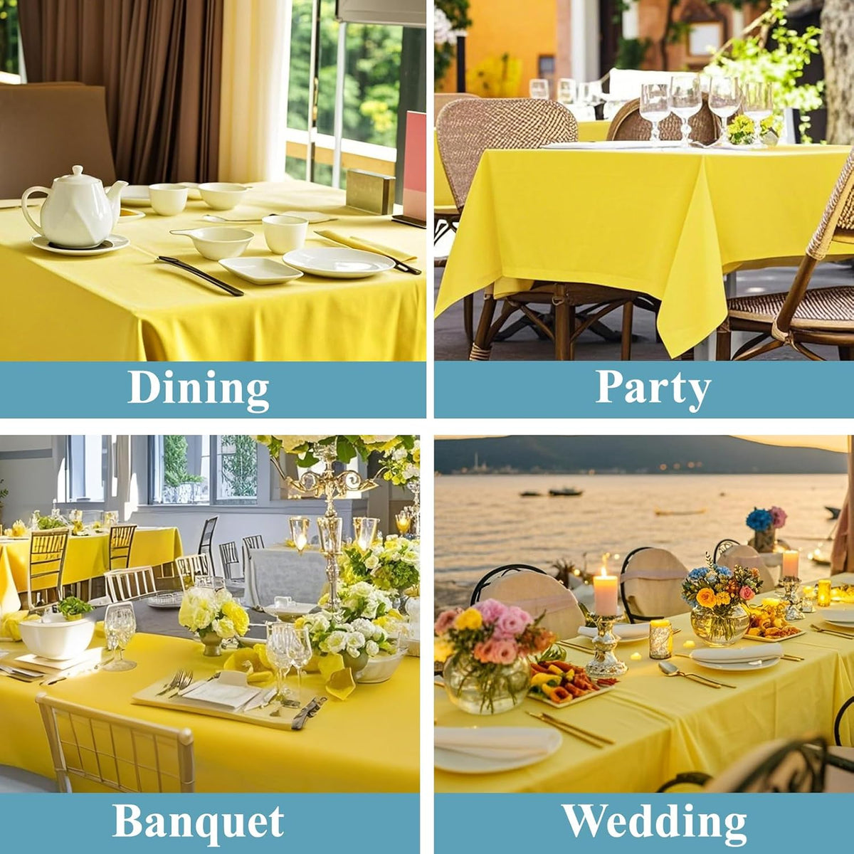 VidaFete Tablecloth 10 Pack 90 * 156inch Rectangle Table Cloth Polyester, Stain Wrinkle Resistant
