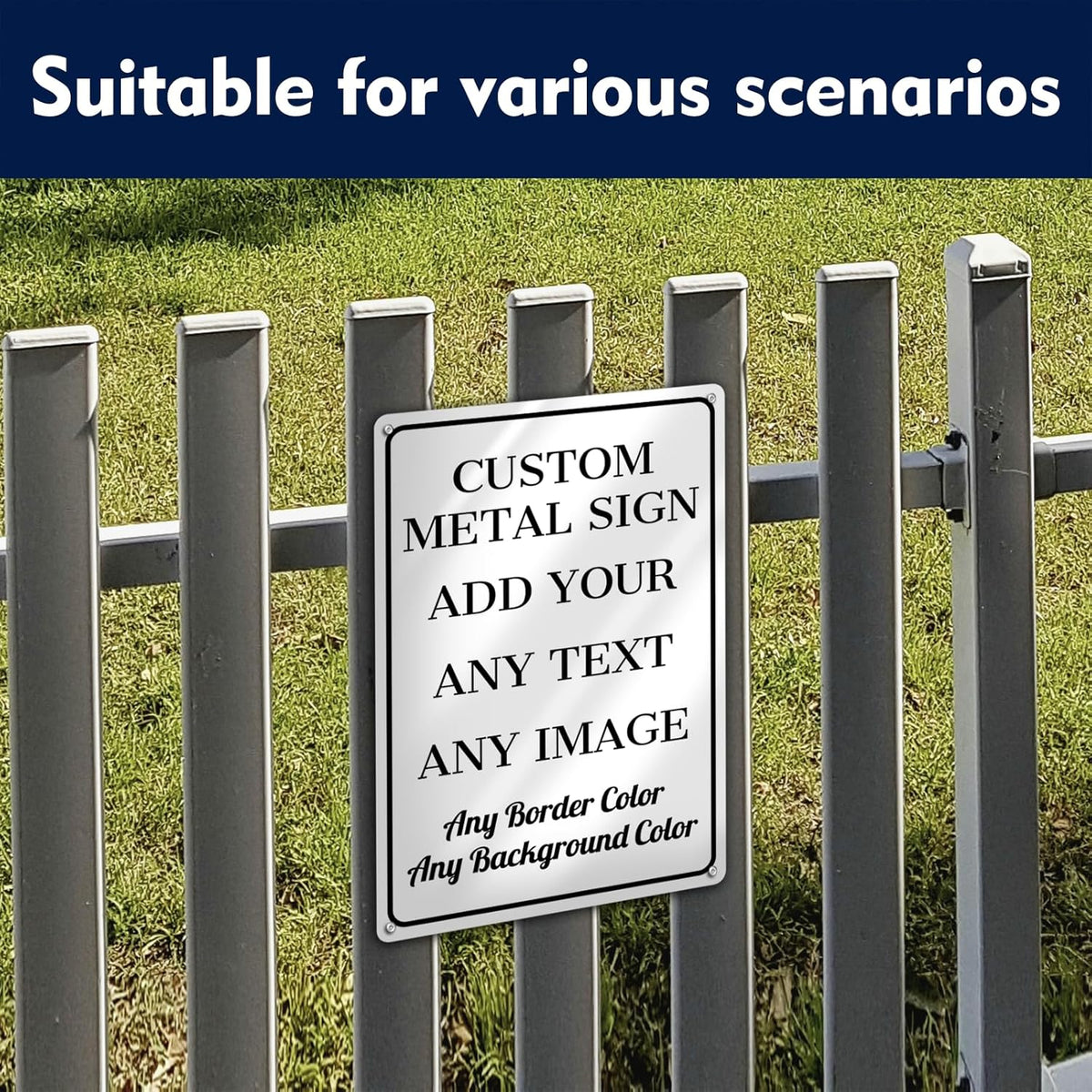 Custom Signs Outdoor Metal - 12 x 8 Personalized Aluminum Rust-Proof Entrance Garden Hazard