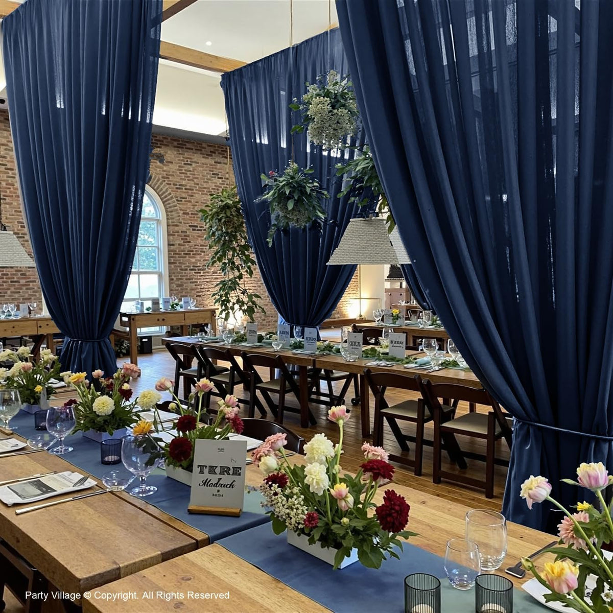 PartyVillage 10ft×15ft Navy Blue Backdrop Curtain for Wedding Parties, 2 Panels Wrinkle Free 15 FT