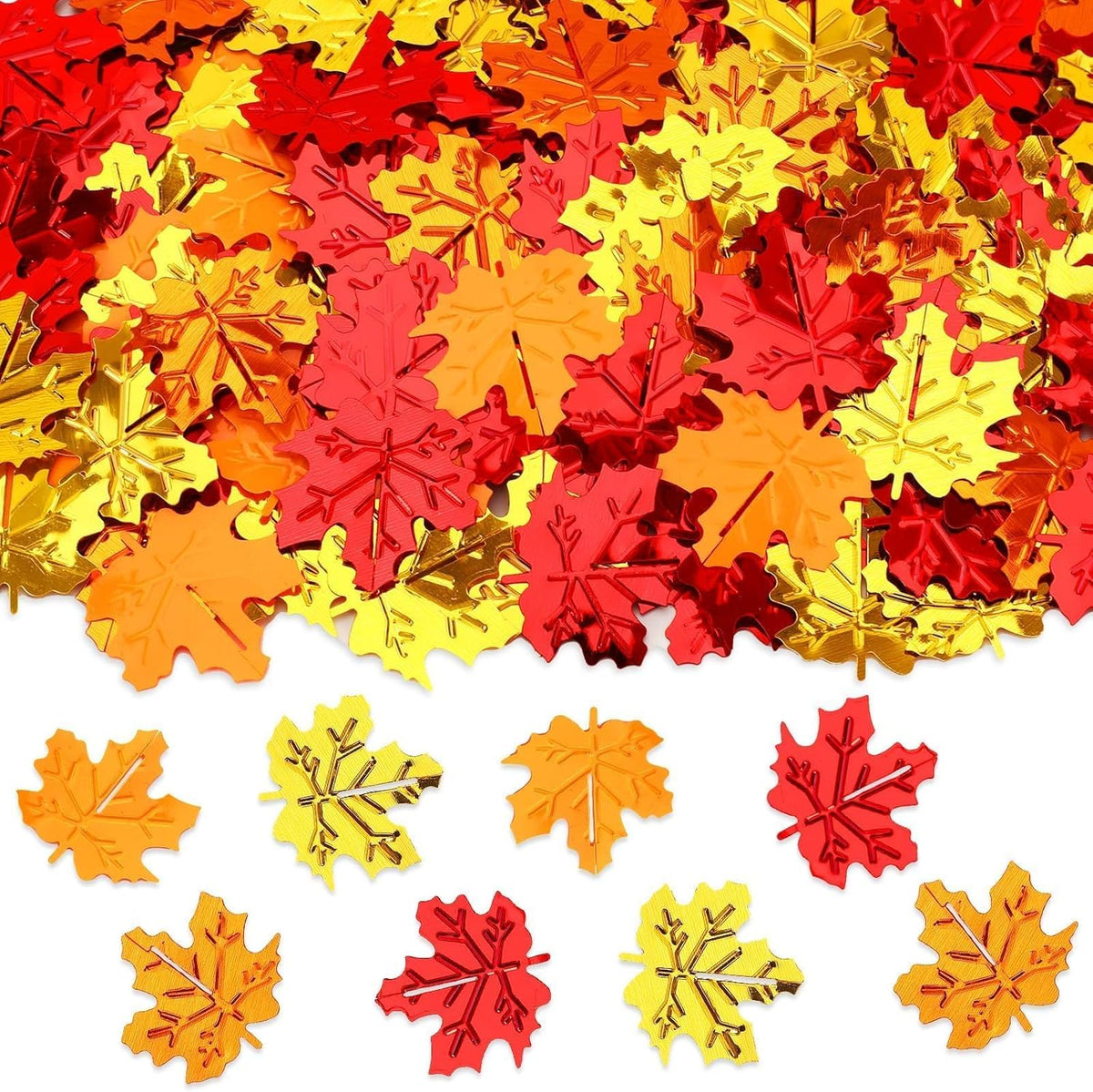 MARFOREVER Fall Maple Leaf Confetti, Thanksgiving Metallic Foil Confetti Autumn Colors Party