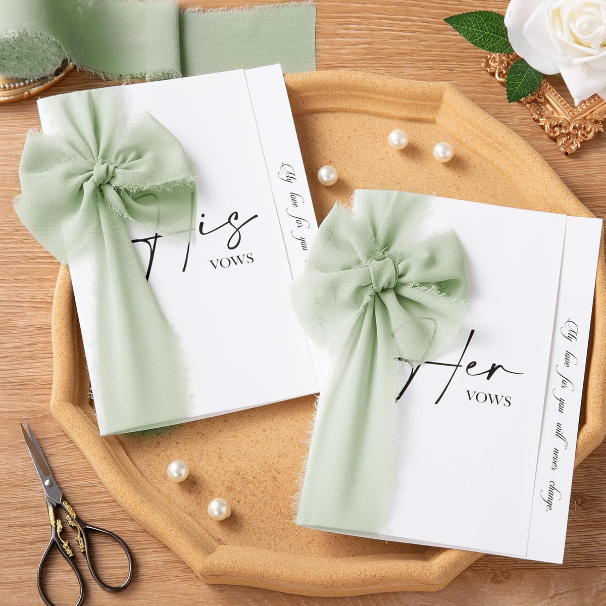 DORIS HOME Sage Green Chiffon Ribbon for Flower Bouquet, 2" x21Yd Fabric Ribbon for Gift Wrapping