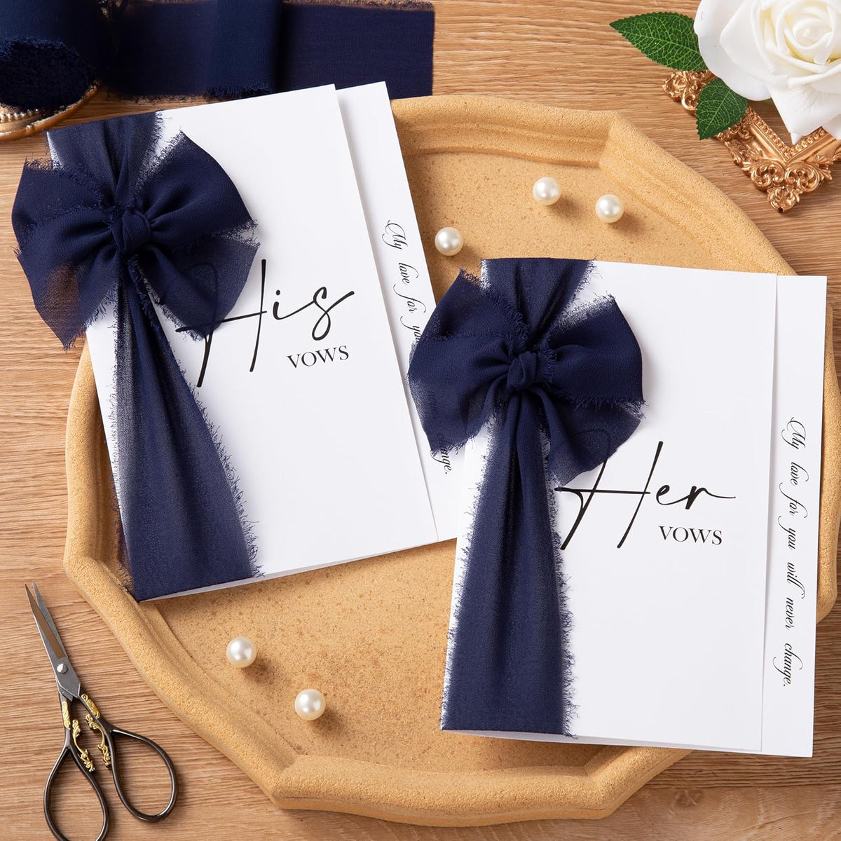 DORIS HOME Dark Navy Chiffon Ribbon for Flower Bouquet, 2" x21Yd Fabric Ribbon for Gift Wrapping
