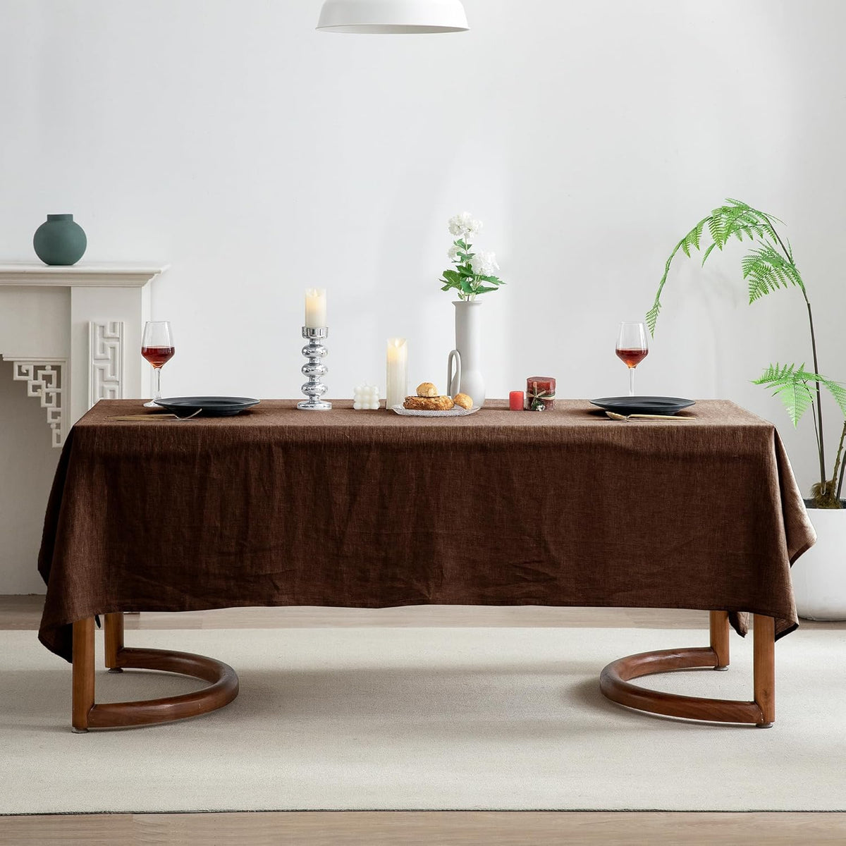 EVERLY 100% Pure Linen Rectangle Tablecloths 60x84Inches for Dining,Buffet