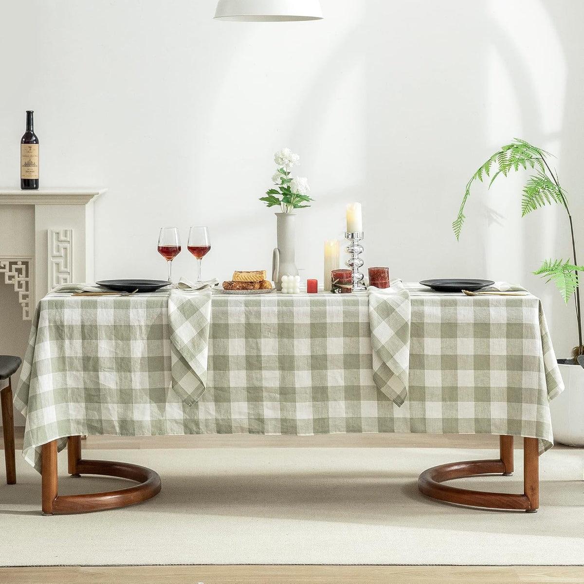 EVERLY 100% Yarn-Dyed Linen Rectangle Tablecloths 60x108Inches for Dining,Buffet