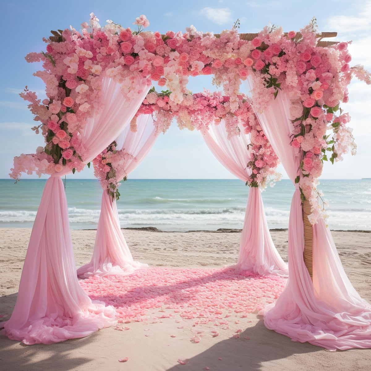 Wokceer Blush Pink Wedding Arch Draping Fabric Backdrop 3 Panels 28.7" X 20FT Sheer Drapes Fabric